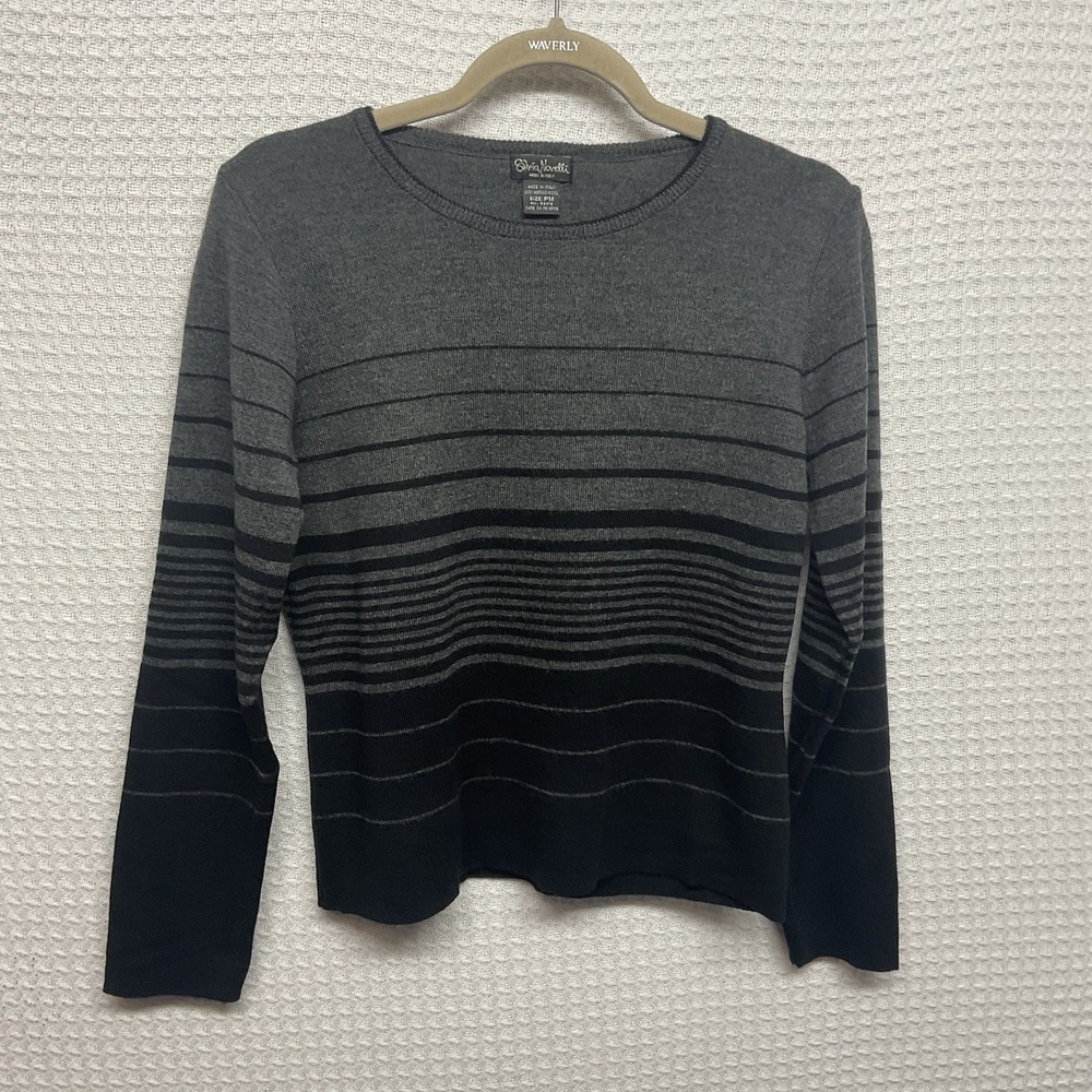 Silvia Novelli Size Medium Pullover Cropped Striped Wool Sweater Stripe Italy